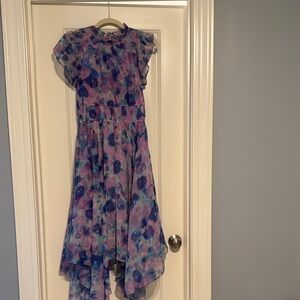 French Connection womens Lavender Purple Floral Hi-Low Dress